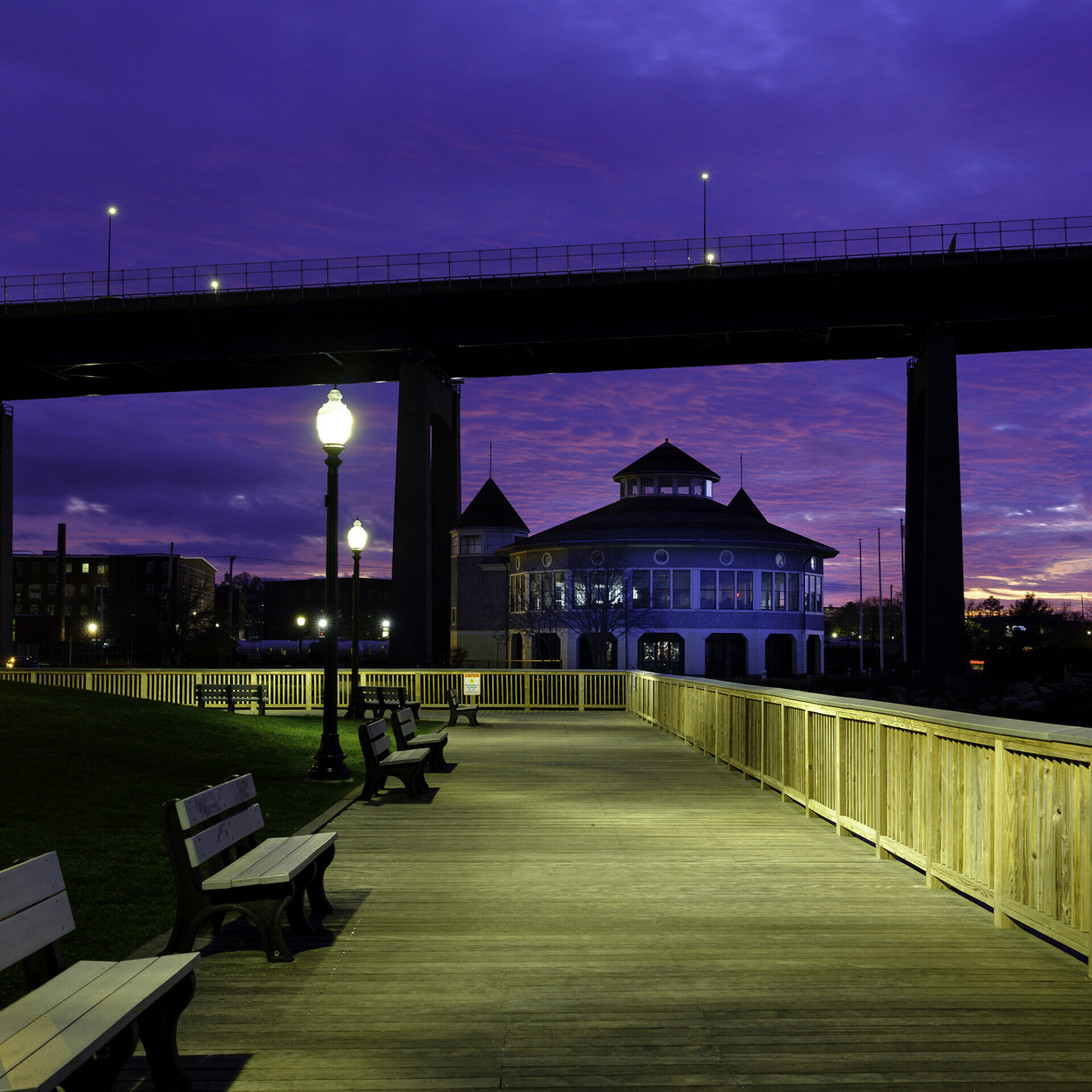 historic Braga Bridge and war battleship at Heritage State Park